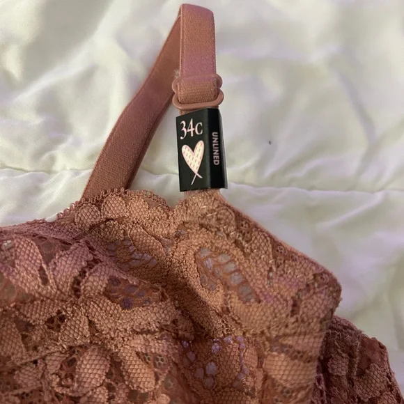 NWT Victoria's Secret Pink Lace Unlined Bra 34C - Picture 4 of 6